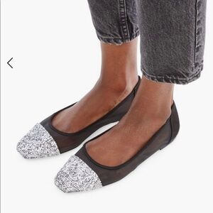 Beautiful mesh crystal flays black size 7.5